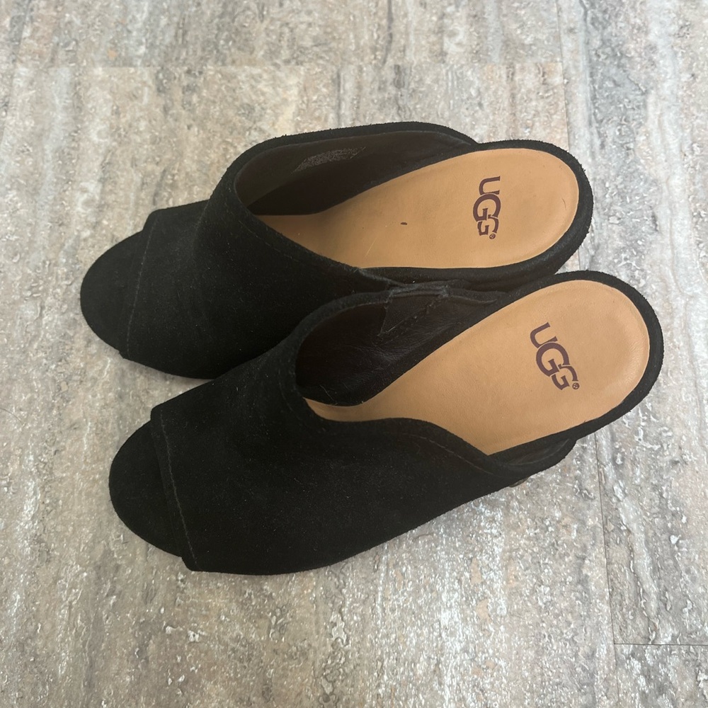 UGG Black Mules with Wedge Heel - Picture 2 of 3